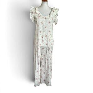 Antique 1920s Sheer Cotton Lawn Floral Step In Pajama Romper